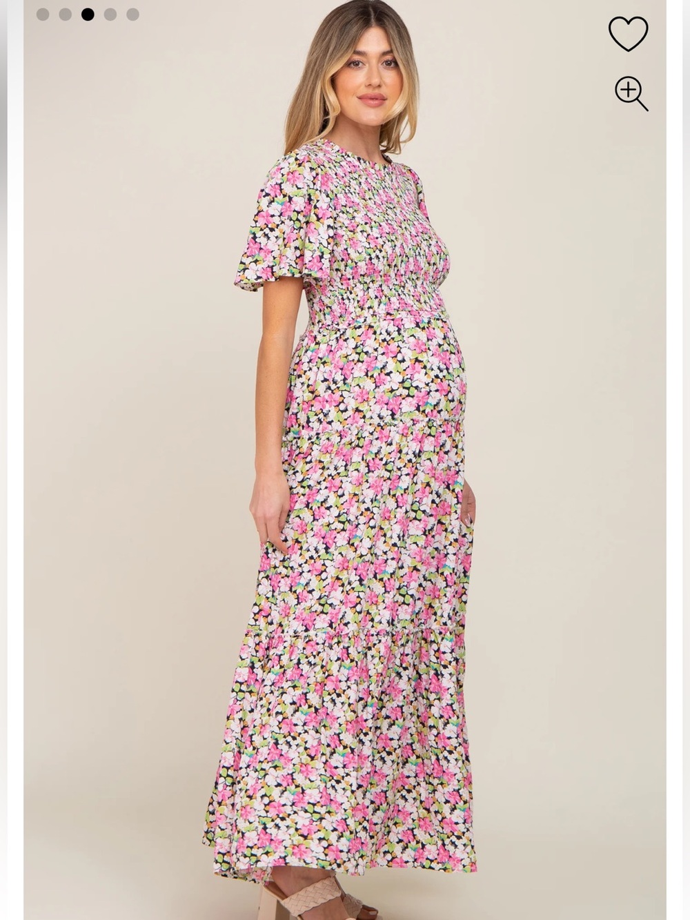 PinBlush Maternity- In loom- Floral Smocked Tiered MATERNITY Maxi Dress